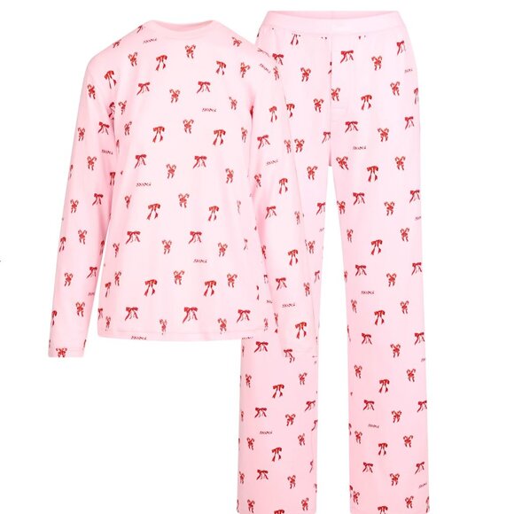 SKIMS Cherry Blossom Candy Bow Boyfriend Pajamas size L NWT - Picture 4 of 4